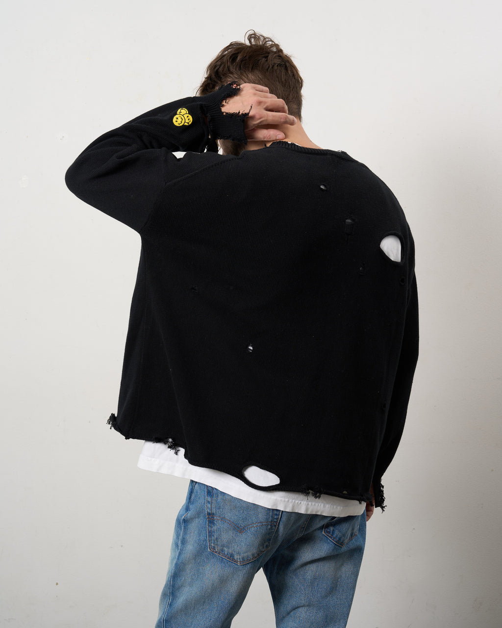 ローゲージコットンヤーン ダメージカーディガン