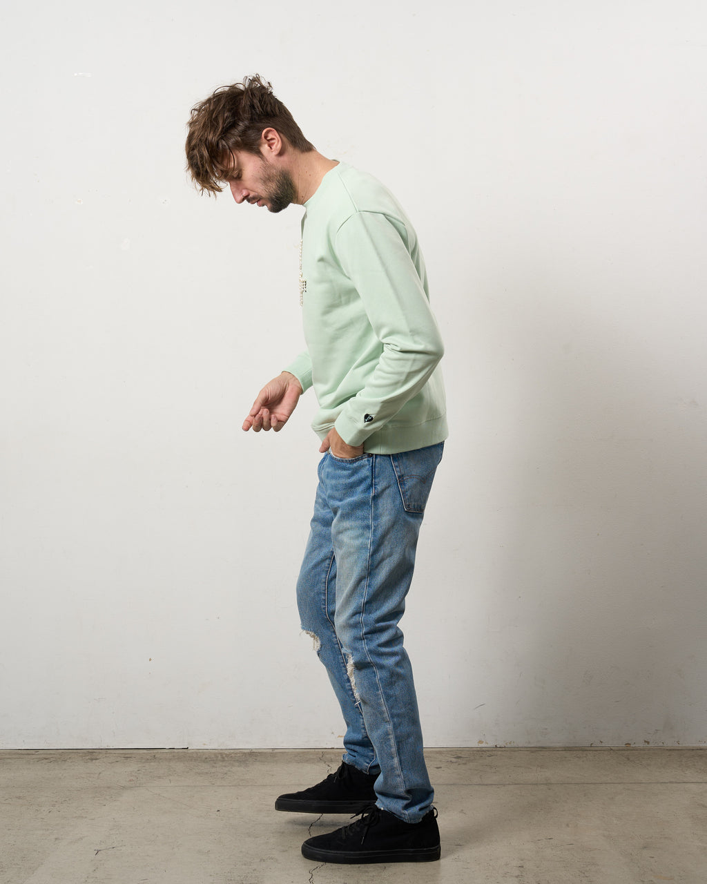 ヘビーウエイト裏毛パイル パールロゴ スエットシャツ