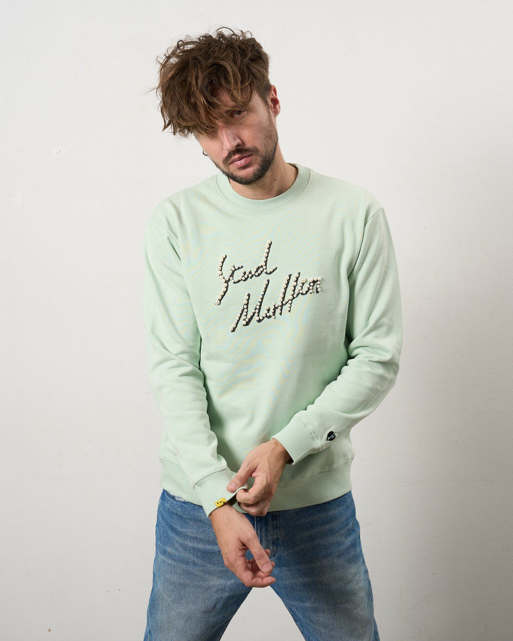 ヘビーウエイト裏毛パイル パールロゴ スエットシャツ