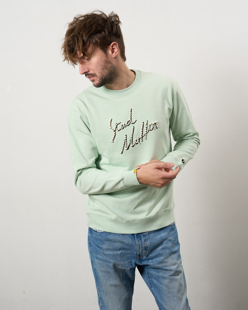 ヘビーウエイト裏毛パイル パールロゴ スエットシャツ