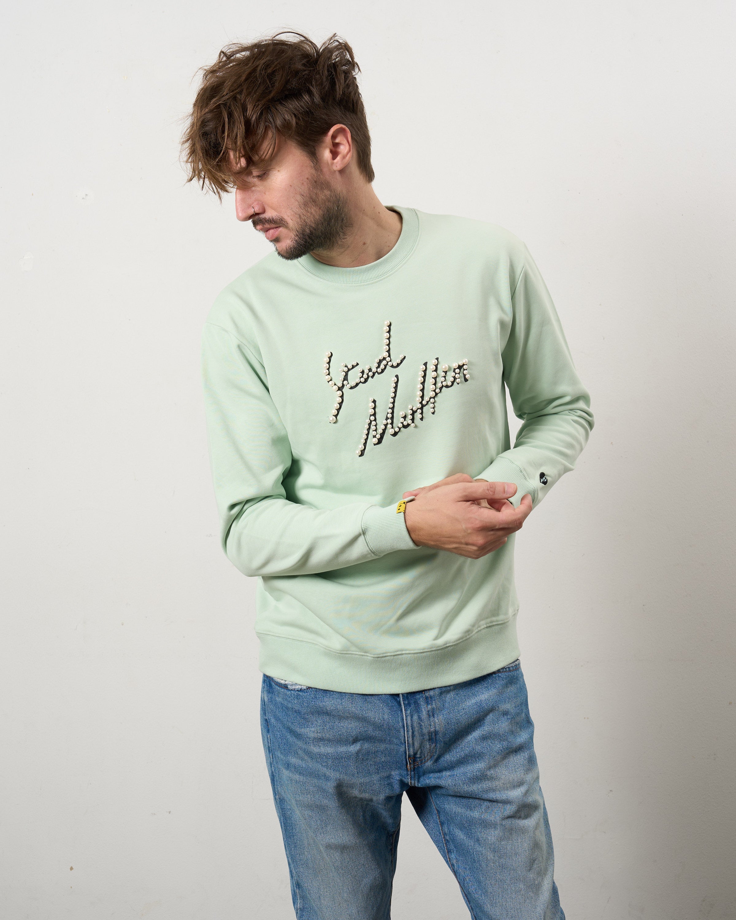 ヘビーウエイト裏毛パイル パールロゴ スエットシャツ