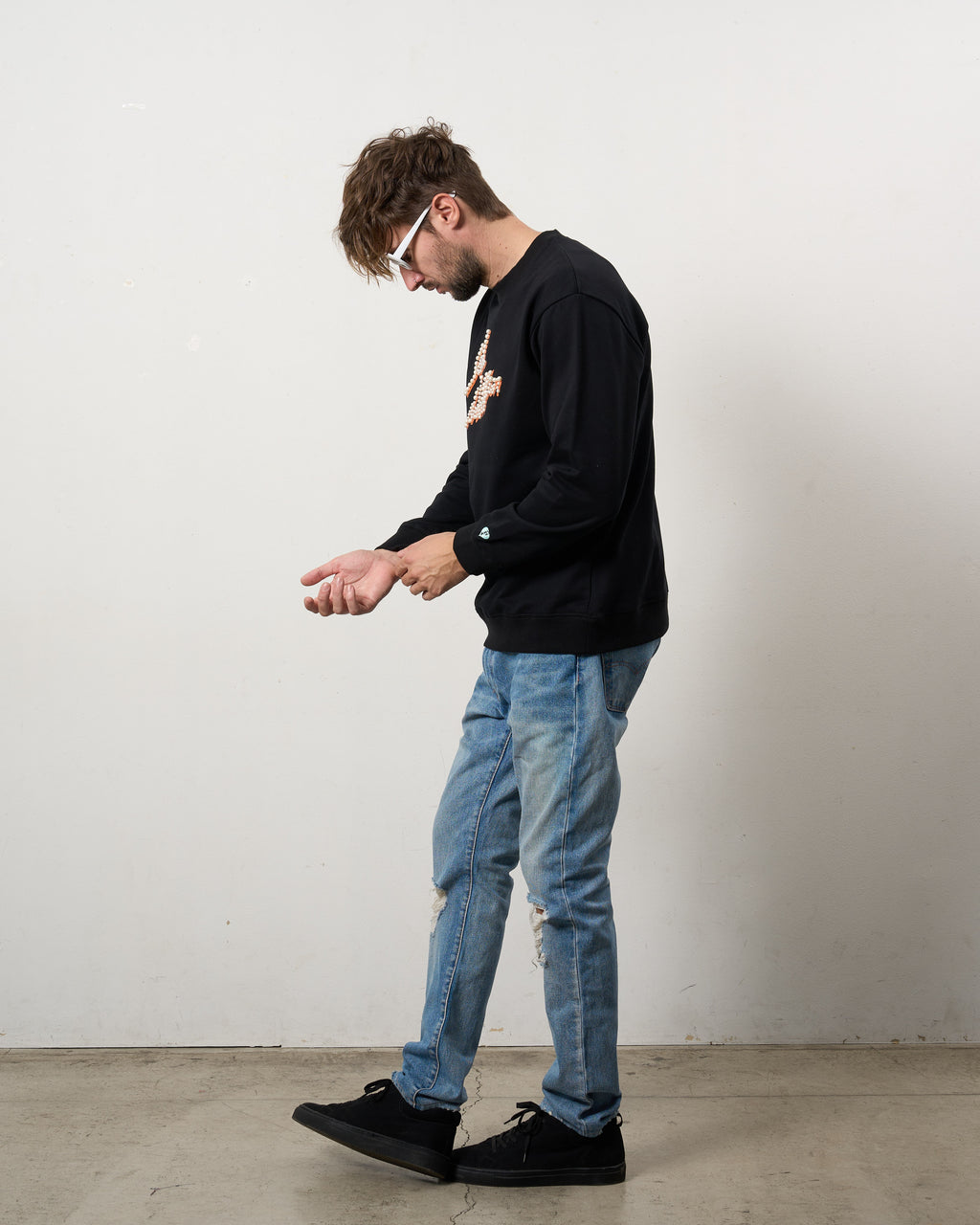 ヘビーウエイト裏毛パイル パールロゴ スエットシャツ