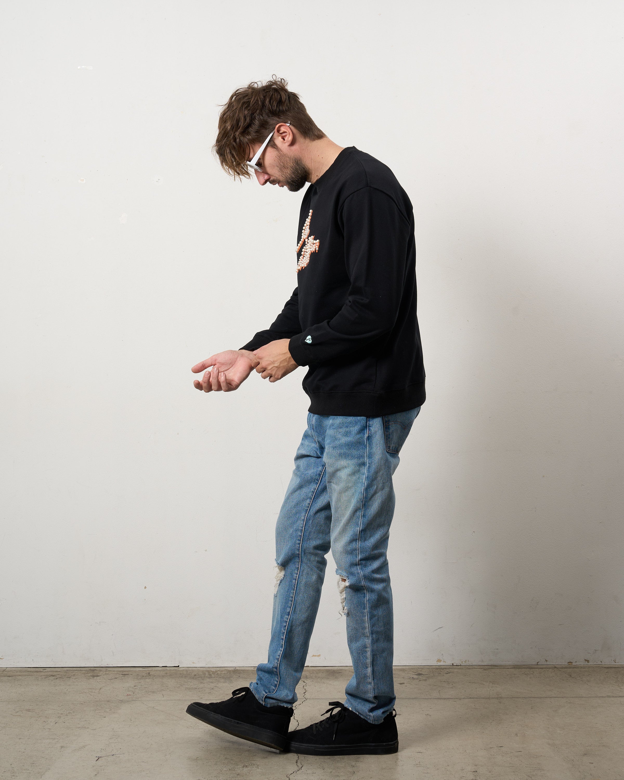 ヘビーウエイト裏毛パイル パールロゴ スエットシャツ