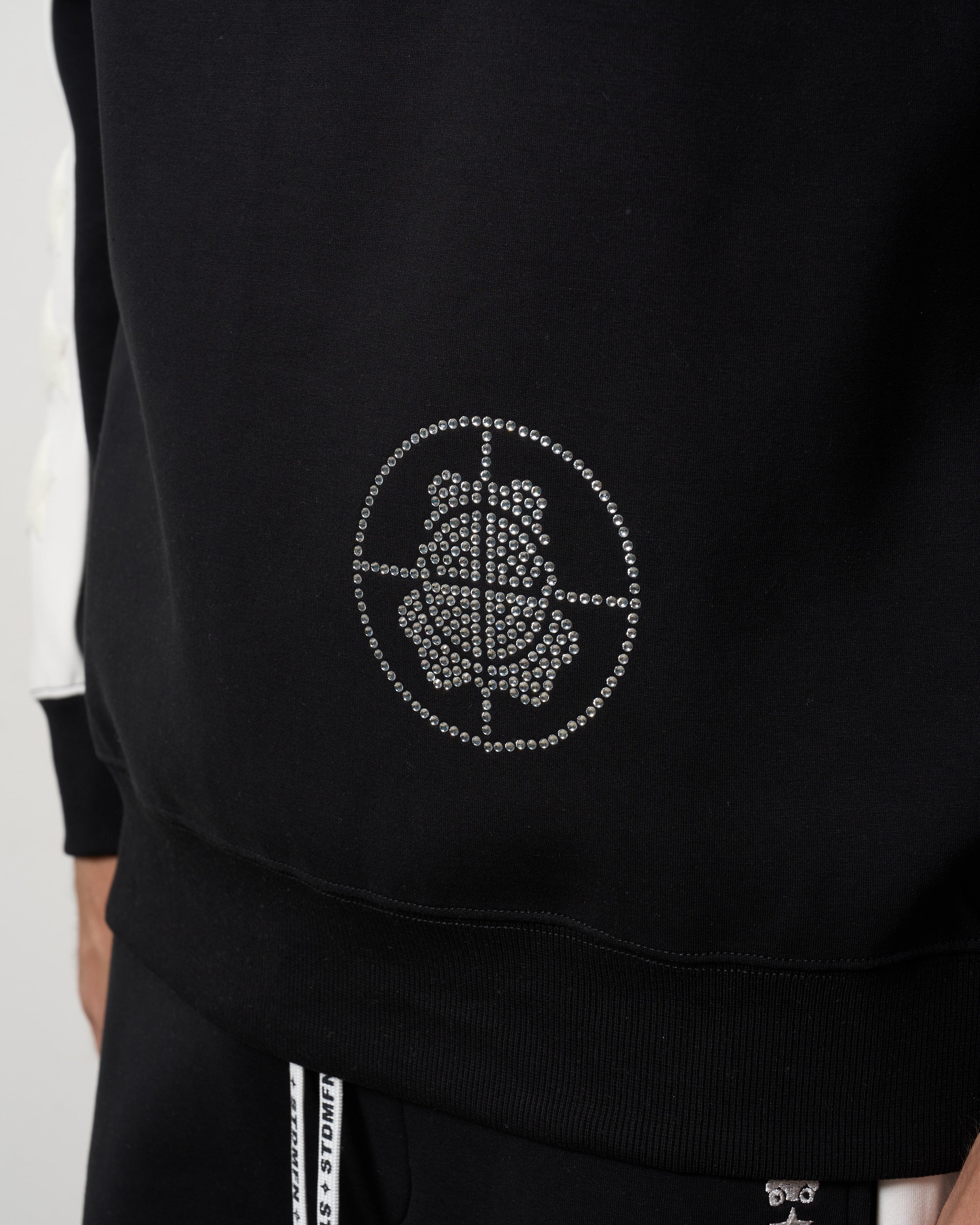 TRストレッチポンチ ラインストーン ターゲットベア ラインスエットシャツ