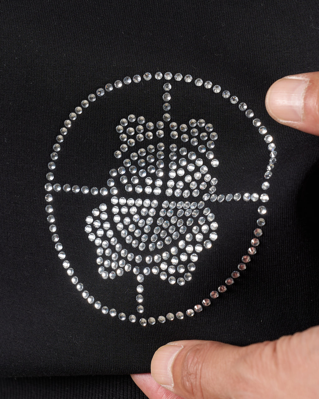 TRストレッチポンチ ラインストーン ターゲットベア ラインスエットシャツ