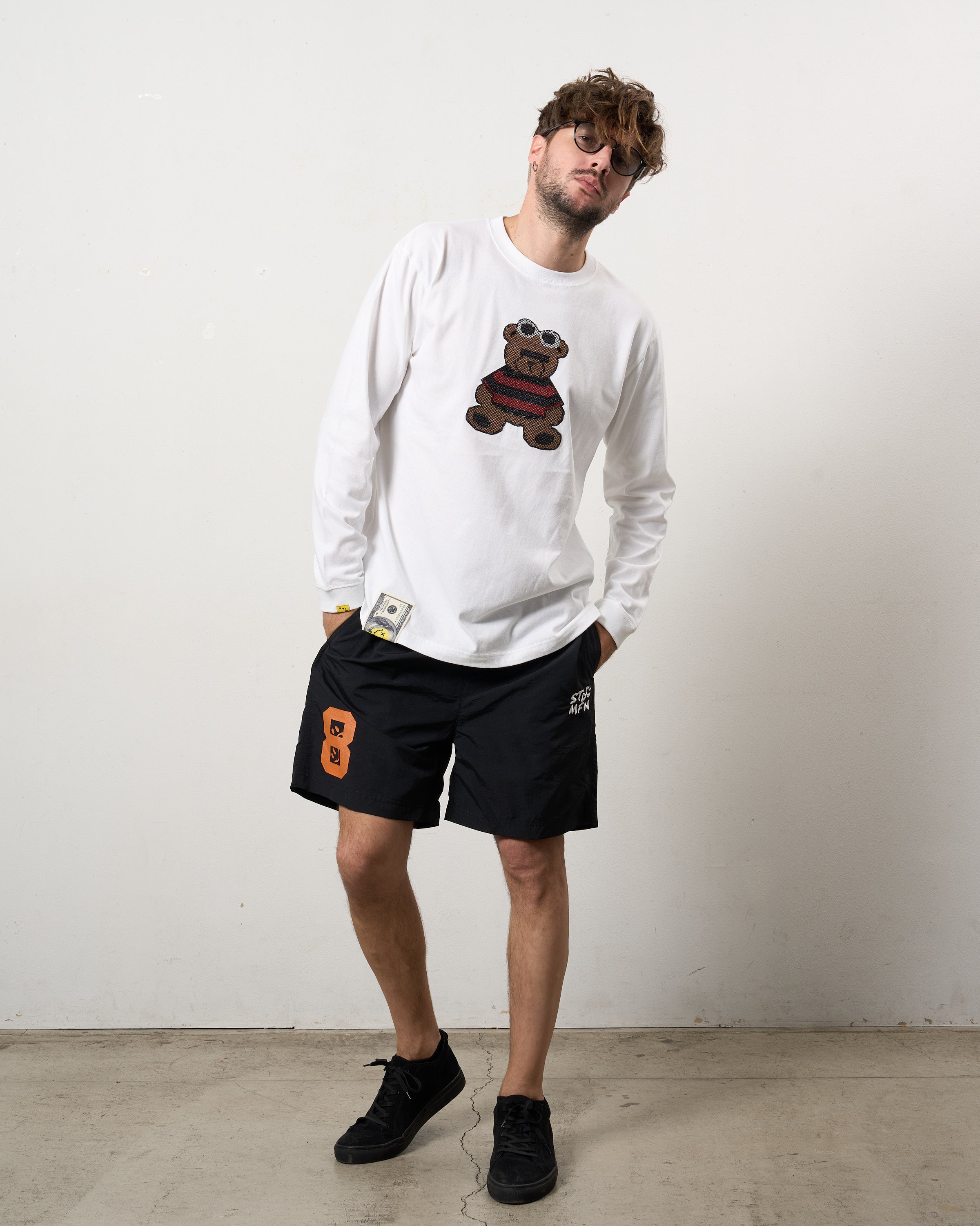 5.6ozコットン天竺 カートベアシークイン LSシャツ