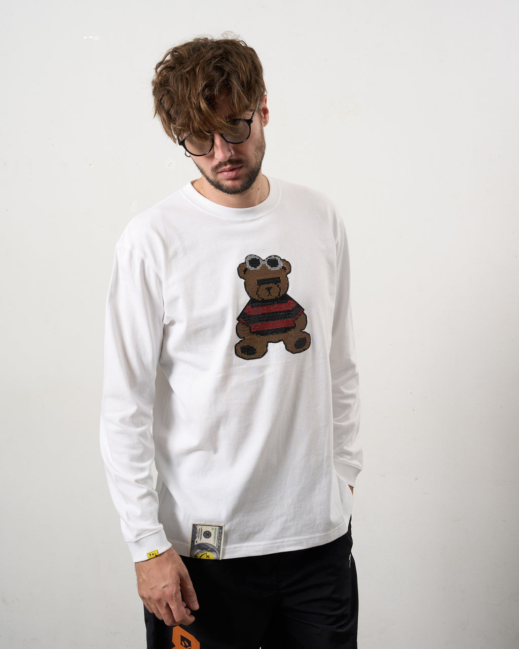 5.6ozコットン天竺 カートベアシークイン LSシャツ