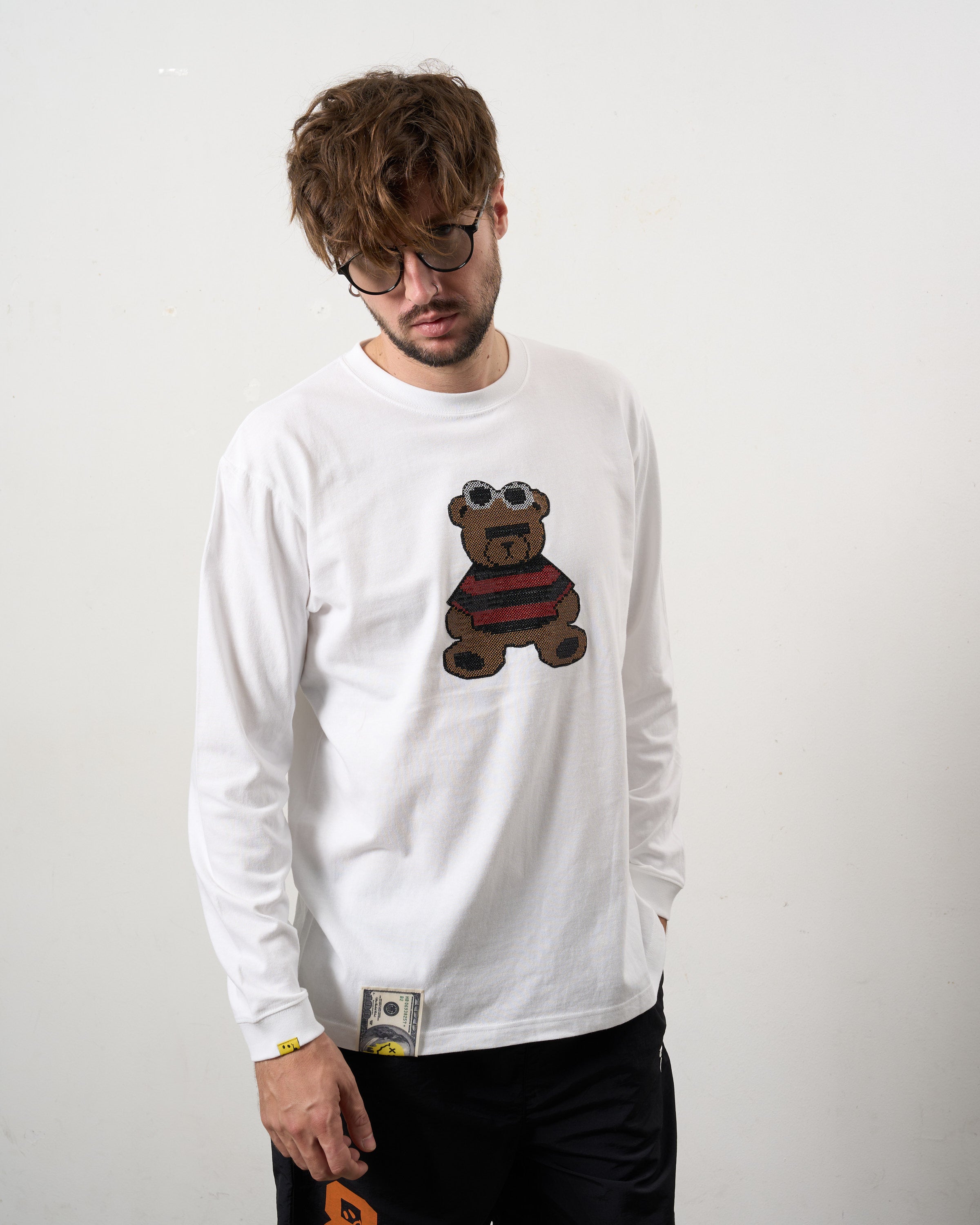 5.6ozコットン天竺 カートベアシークイン LSシャツ