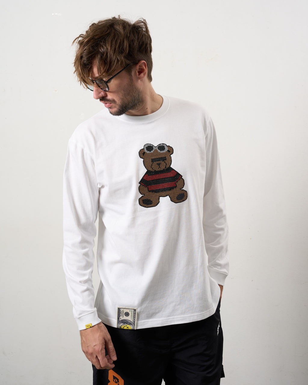 5.6ozコットン天竺 カートベアシークイン LSシャツ