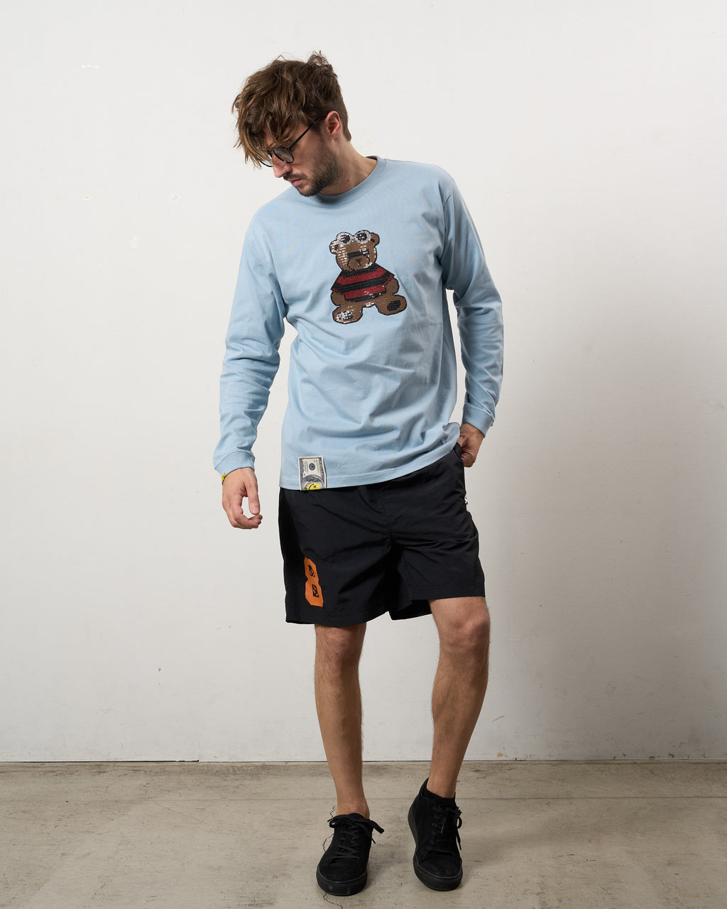 5.6ozコットン天竺 カートベアシークイン LSシャツ