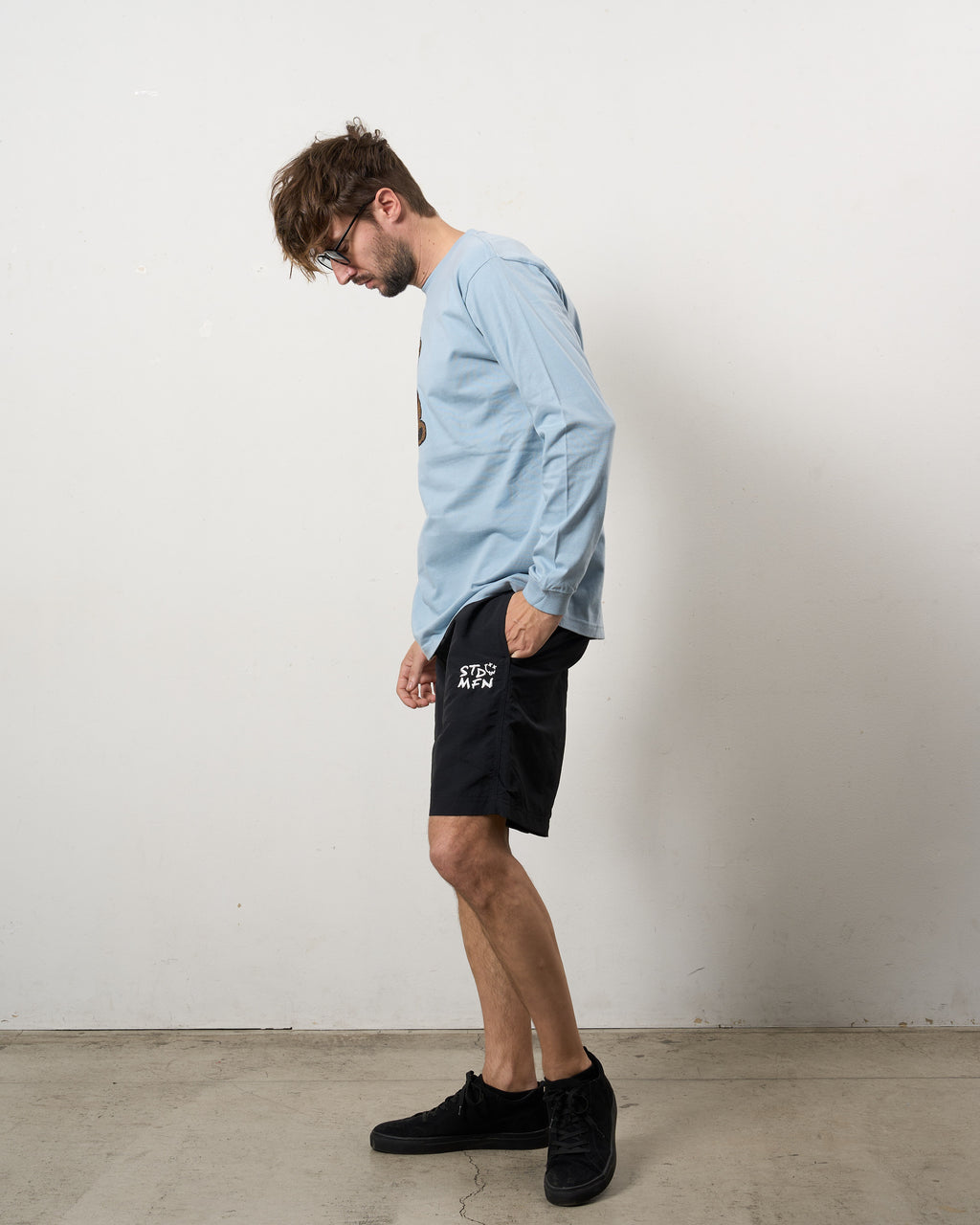 5.6ozコットン天竺 カートベアシークイン LSシャツ