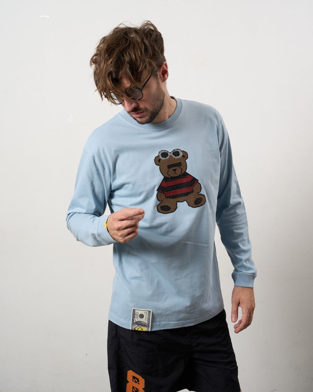 5.6ozコットン天竺 カートベアシークイン LSシャツ