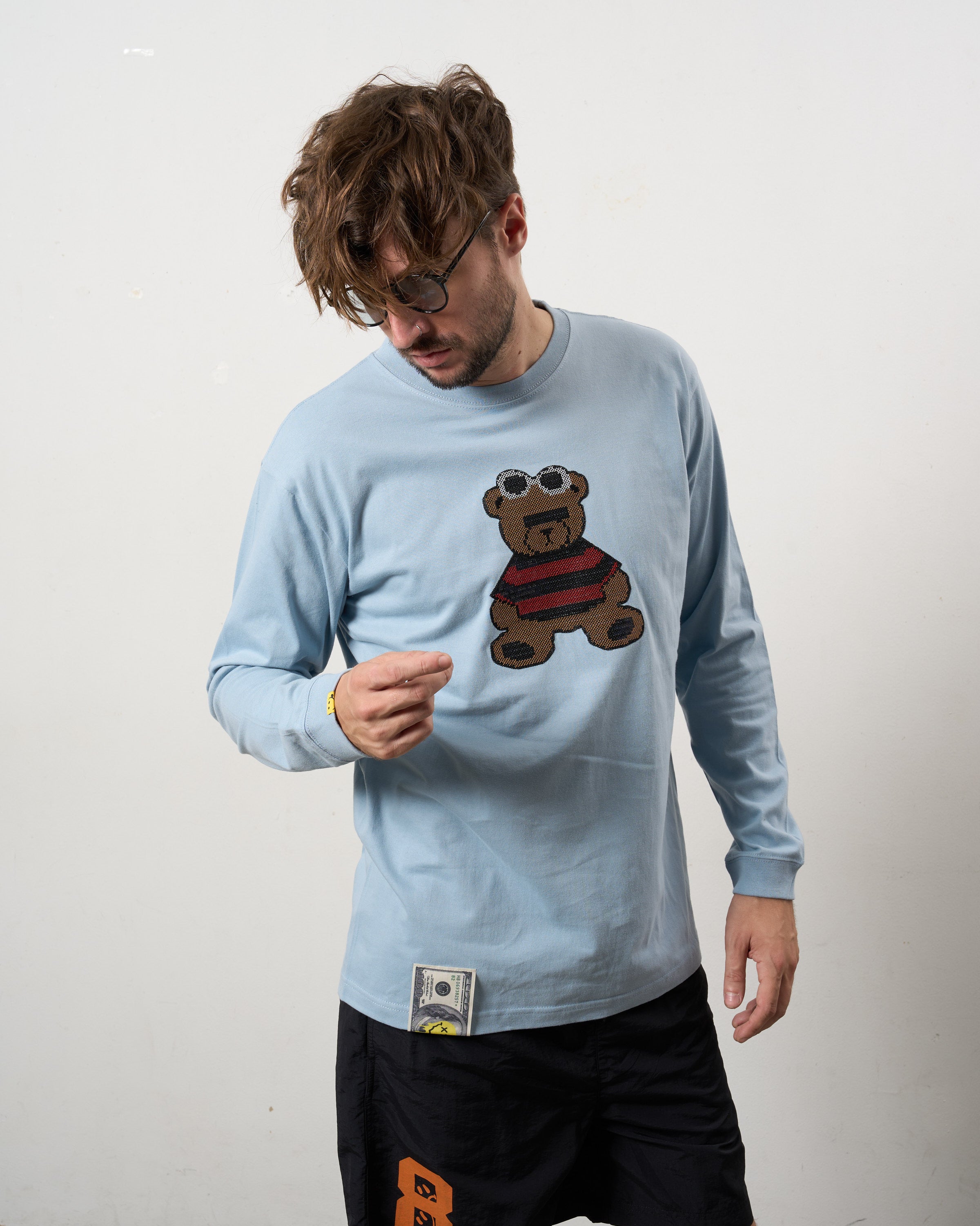 5.6ozコットン天竺 カートベアシークイン LSシャツ