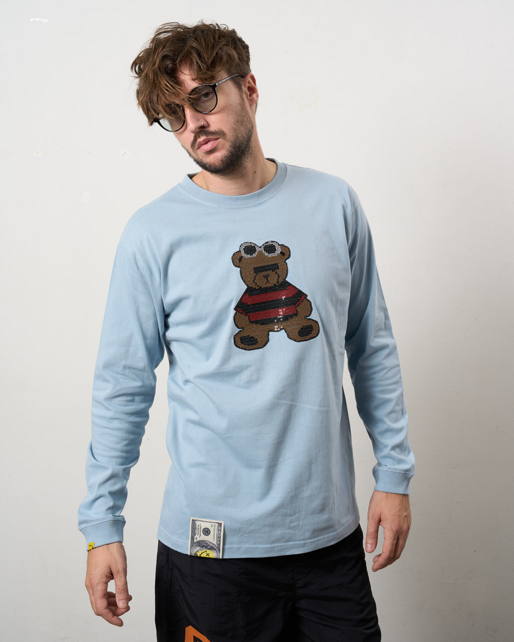 5.6ozコットン天竺 カートベアシークイン LSシャツ