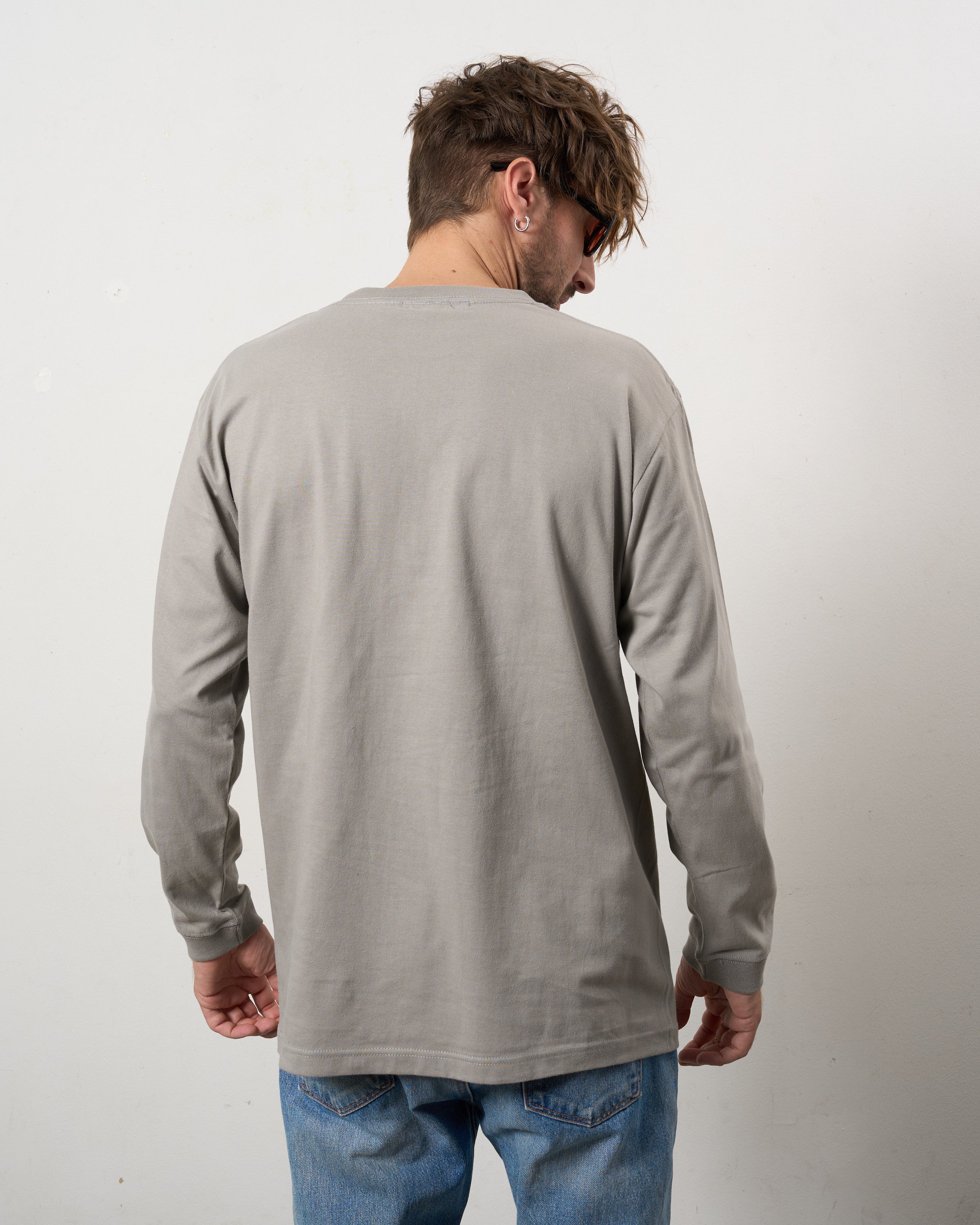 5.6ozコットン天竺 タイトルボックスシークインLSシャツ