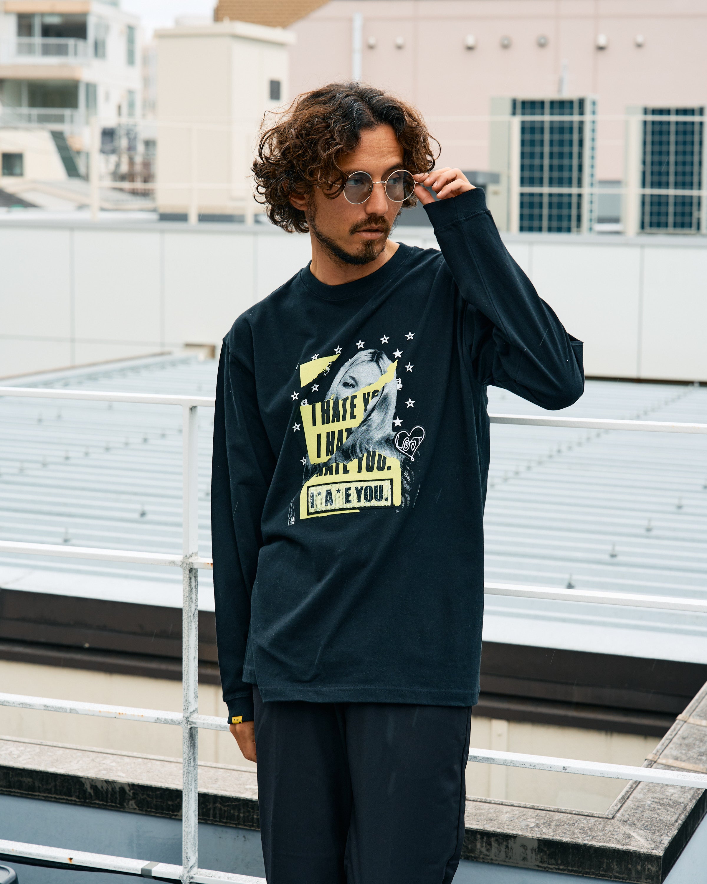 5.6ozコットン天竺 I HATE YOU シークイン LS Tシャツ