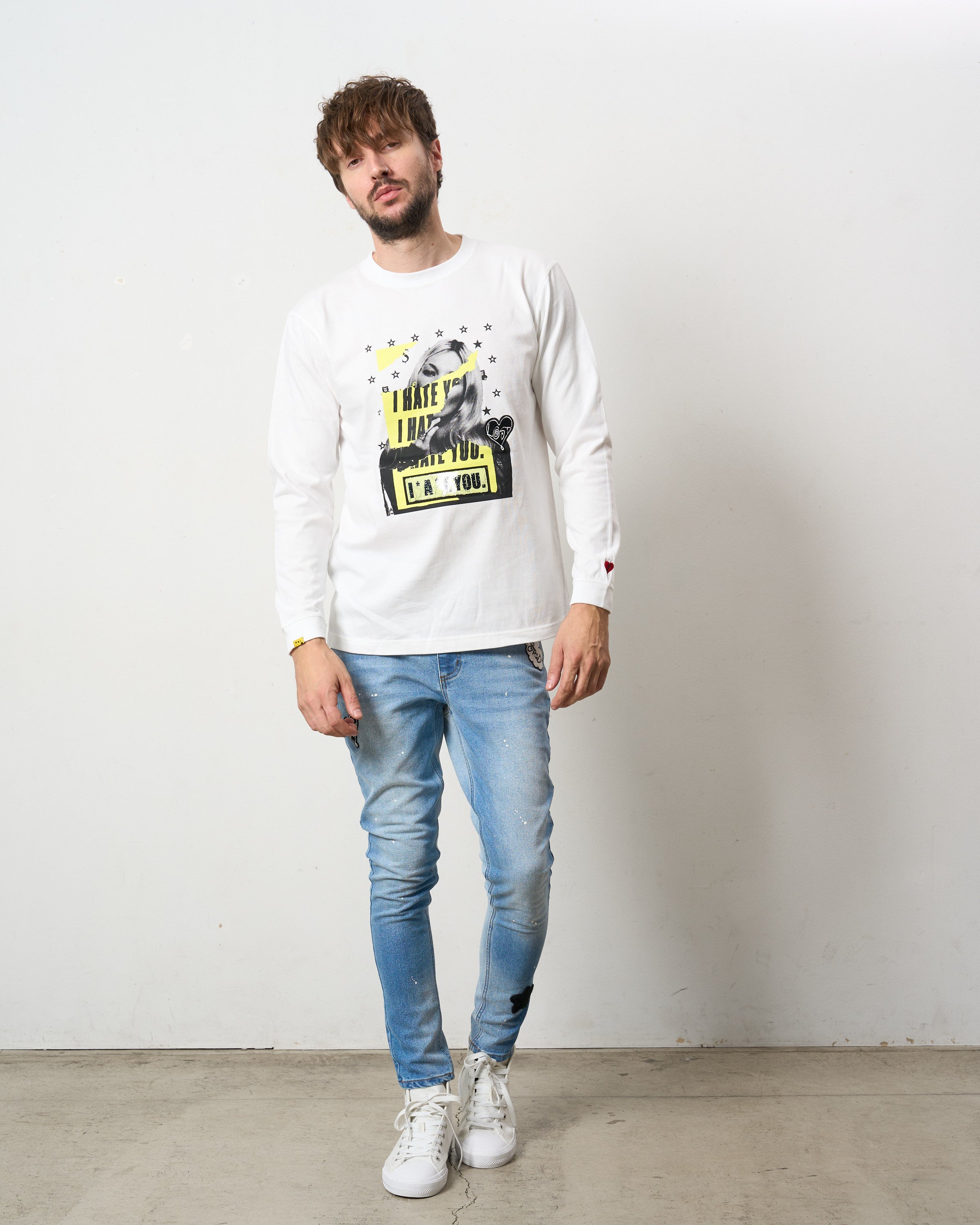 5.6ozコットン天竺 I HATE YOU シークイン LS Tシャツ