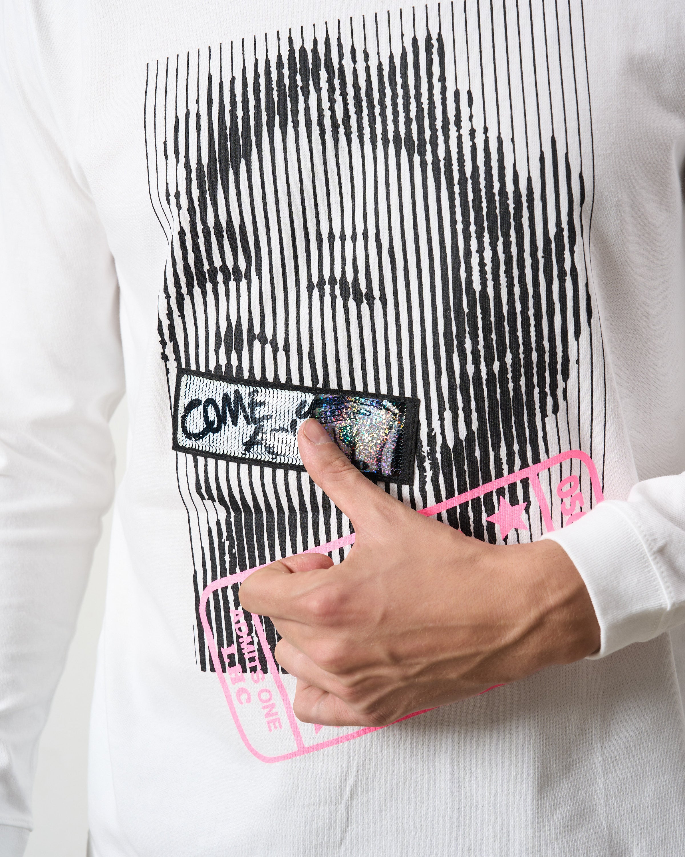 5.6ozコットン天竺 LOST HEARTS シークイン LS Tシャツ