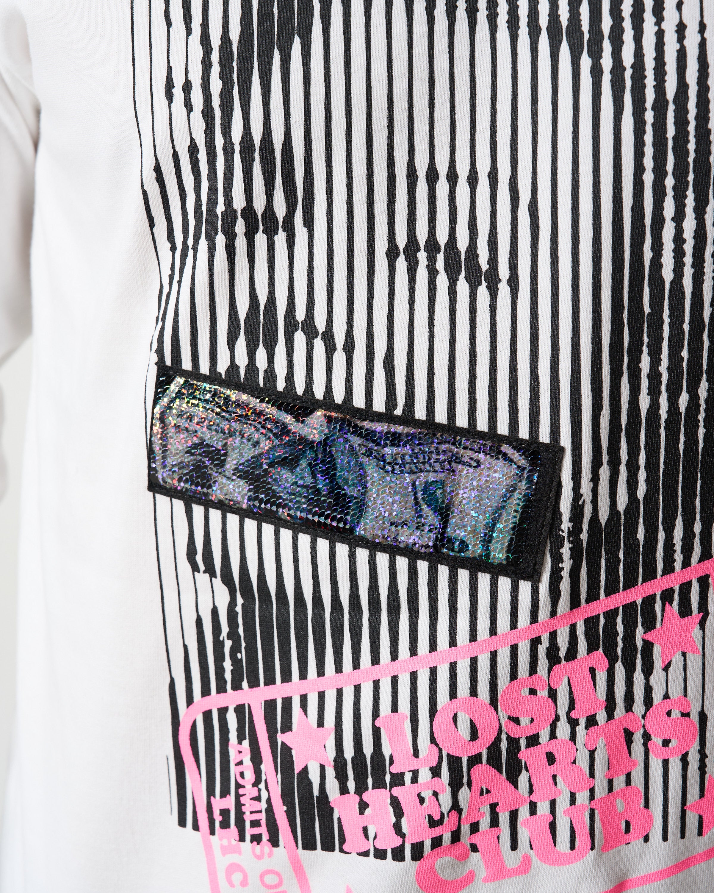 5.6ozコットン天竺 LOST HEARTS シークイン LS Tシャツ