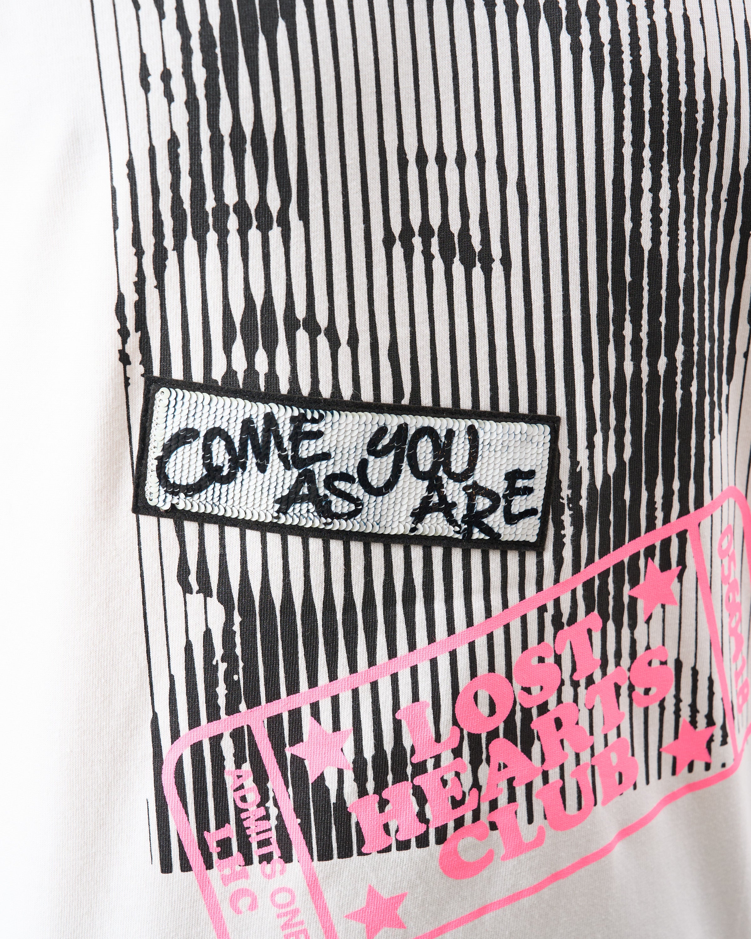 5.6ozコットン天竺 LOST HEARTS シークイン LS Tシャツ