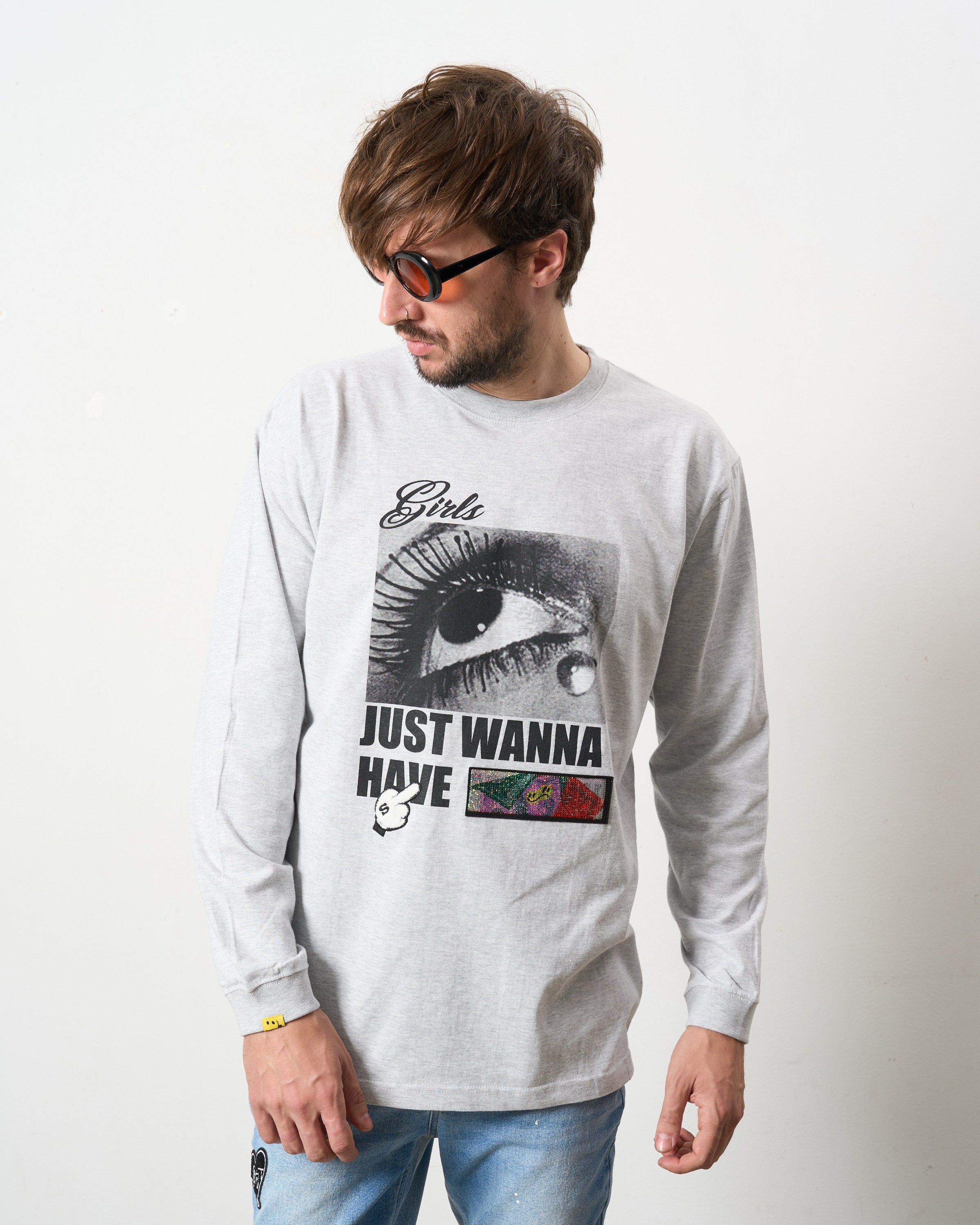 5.6ozコットン天竺JUST WANNA HAVE FUNS シークイン LS Tシャツ