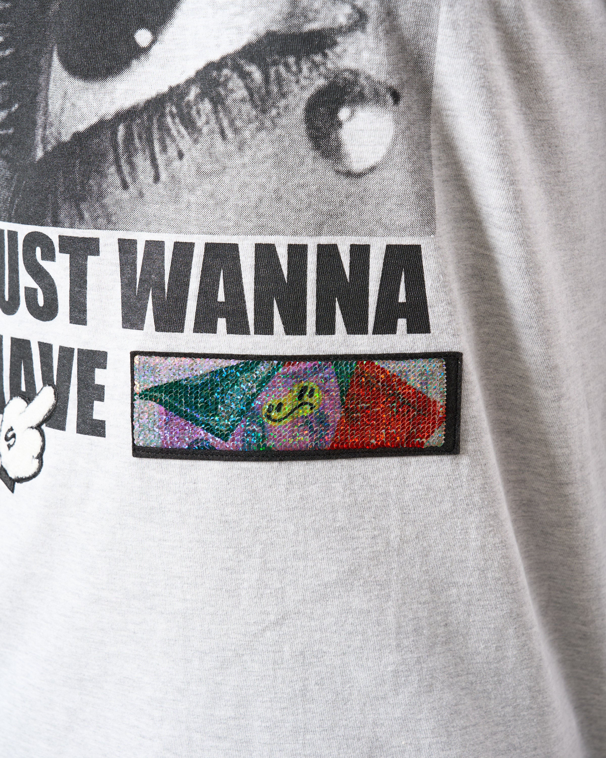 5.6ozコットン天竺JUST WANNA HAVE FUNS シークイン LS Tシャツ