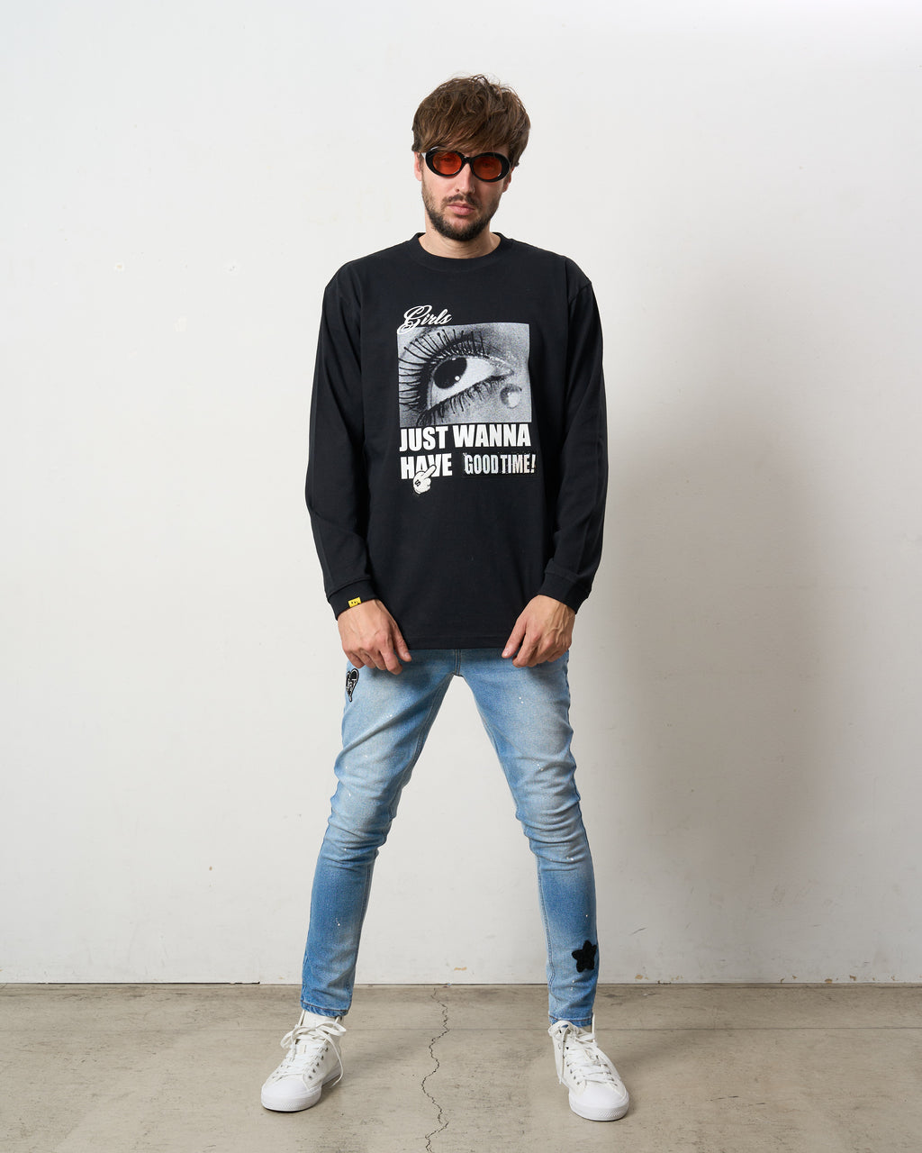 5.6ozコットン天竺JUST WANNA HAVE FUNS シークイン LS Tシャツ