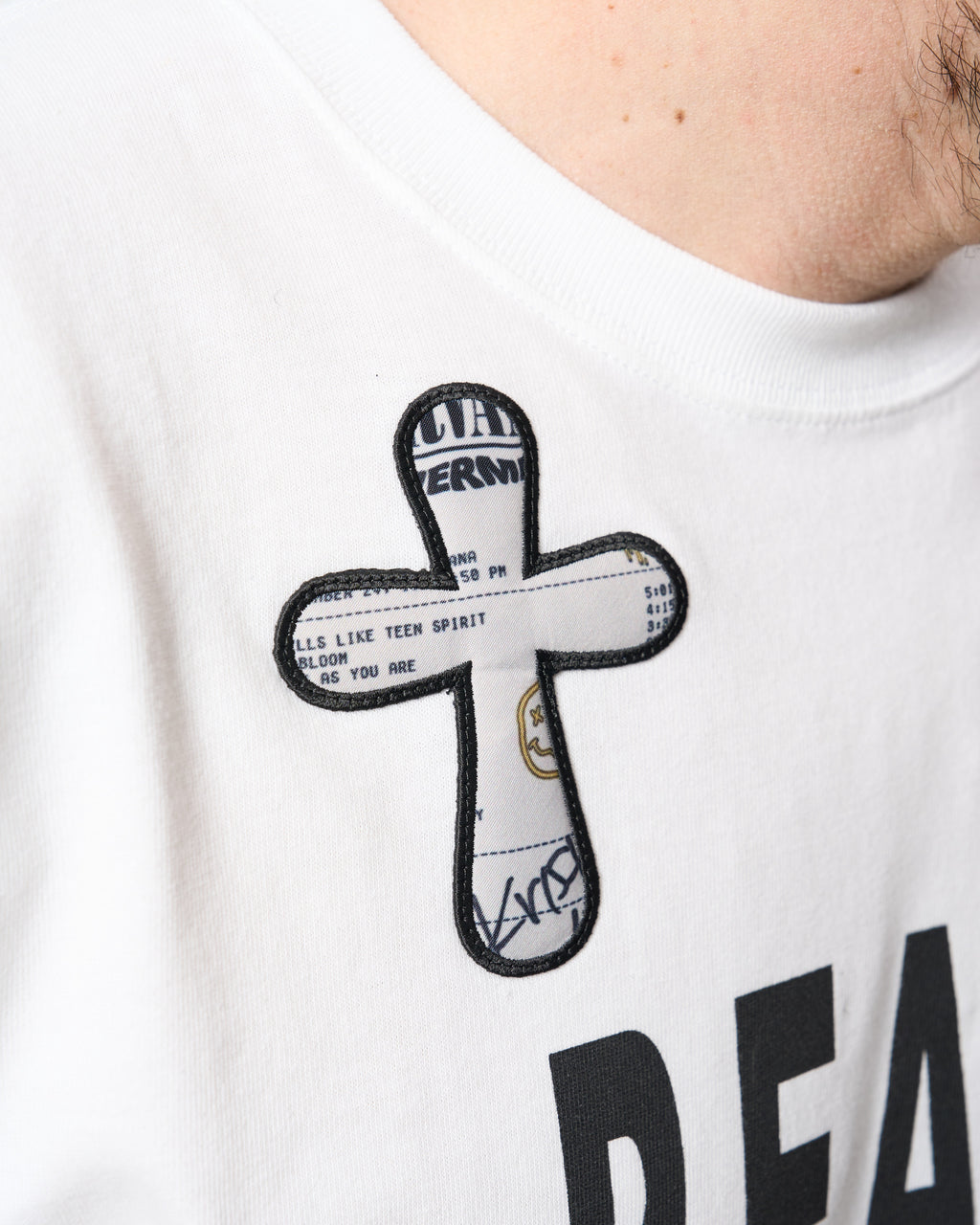 5.6ozコットン天竺 PEACE AFTER DEATH&クロスパッチワーク LS Tシャツ