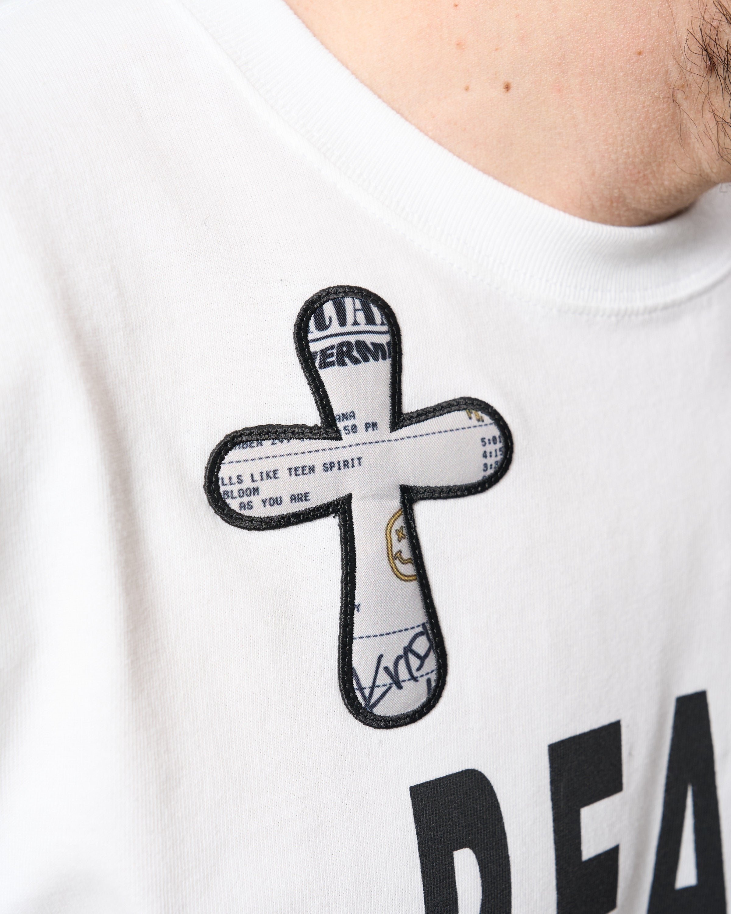 5.6ozコットン天竺 PEACE AFTER DEATH&クロスパッチワーク LS Tシャツ