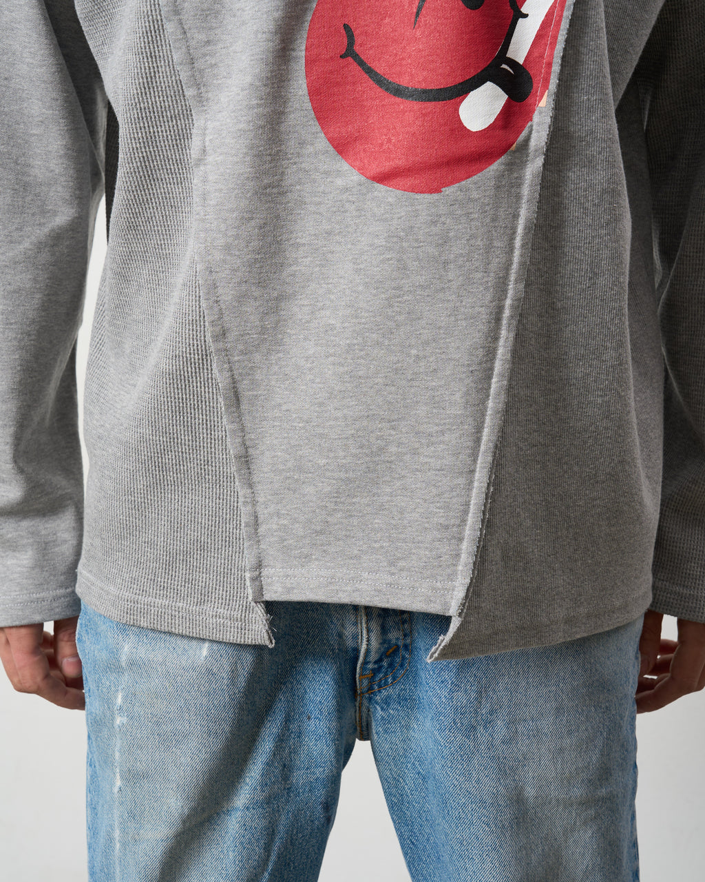 3MIXレイヤードカットオフ モザイクプリント LS ワイドシルエットTシャツ