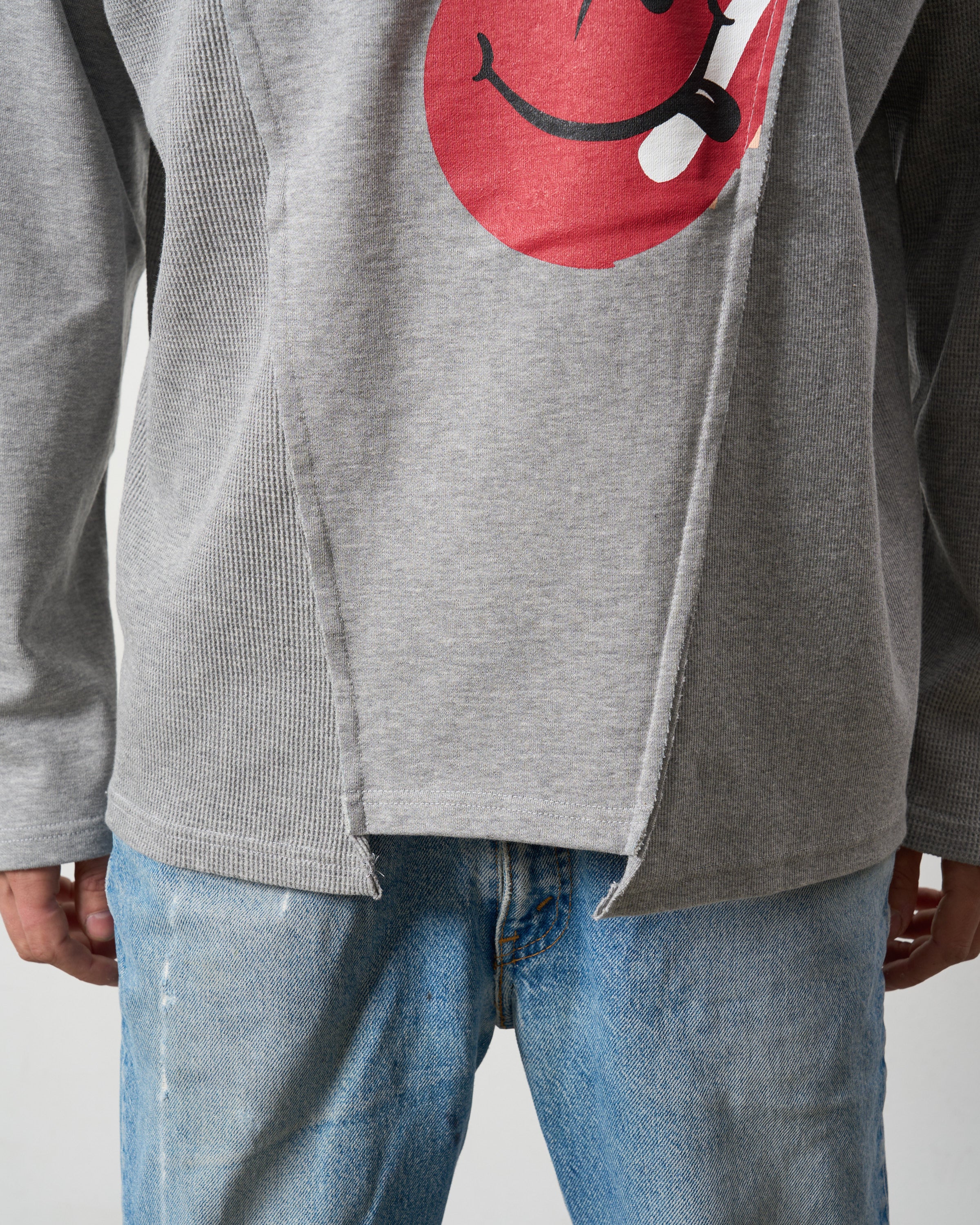 3MIXレイヤードカットオフ モザイクプリント LS ワイドシルエットTシャツ