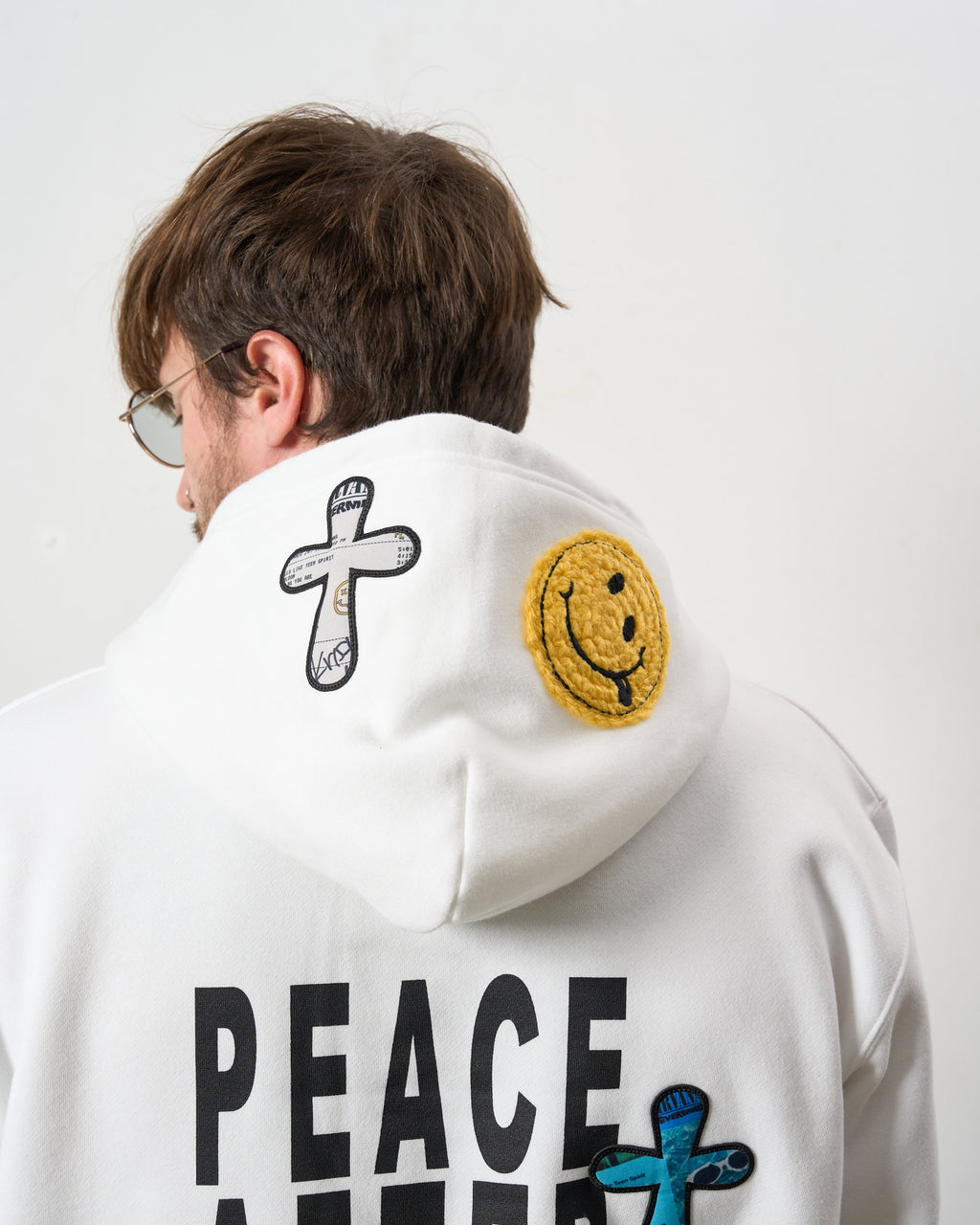 TC裏毛起毛 PEACE AFTER DEATH&マルチパッチワーク プルパーカー