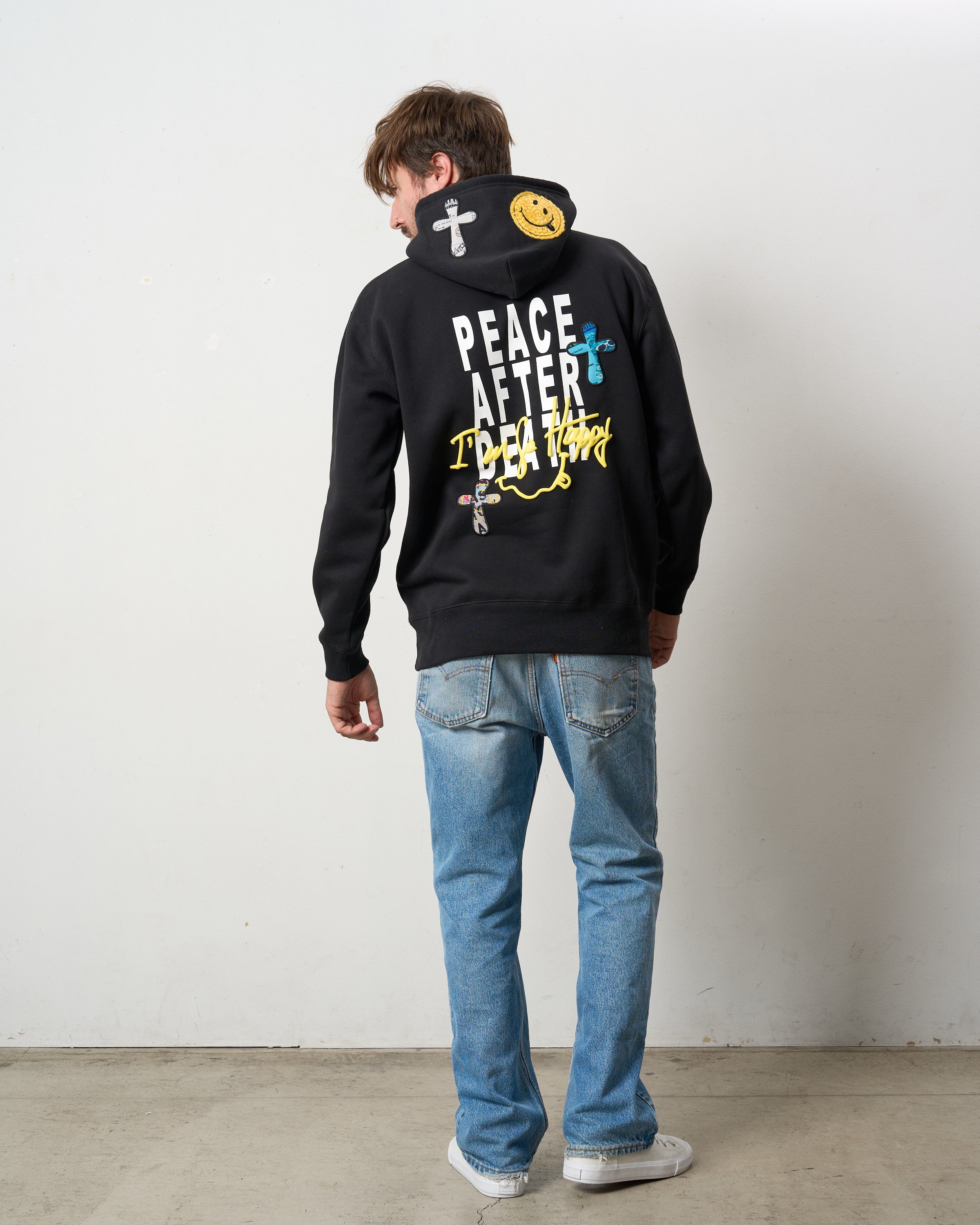 TC裏毛起毛 PEACE AFTER DEATH&マルチパッチワーク プルパーカー