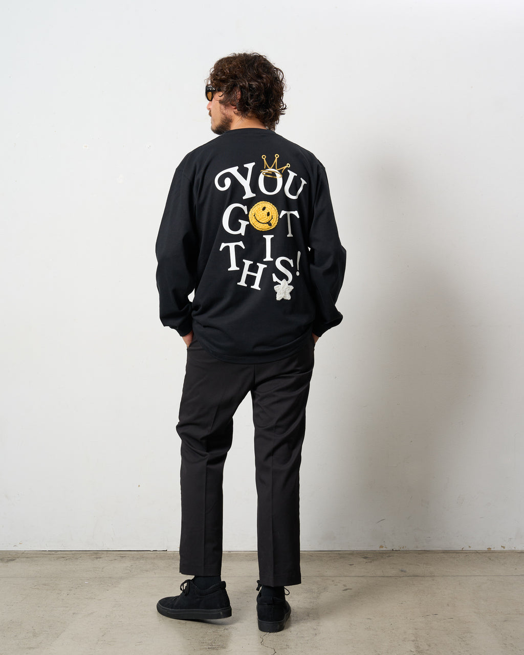 5.6ozコットン天竺 YOU GOT THIS シークイン LS Tシャツ