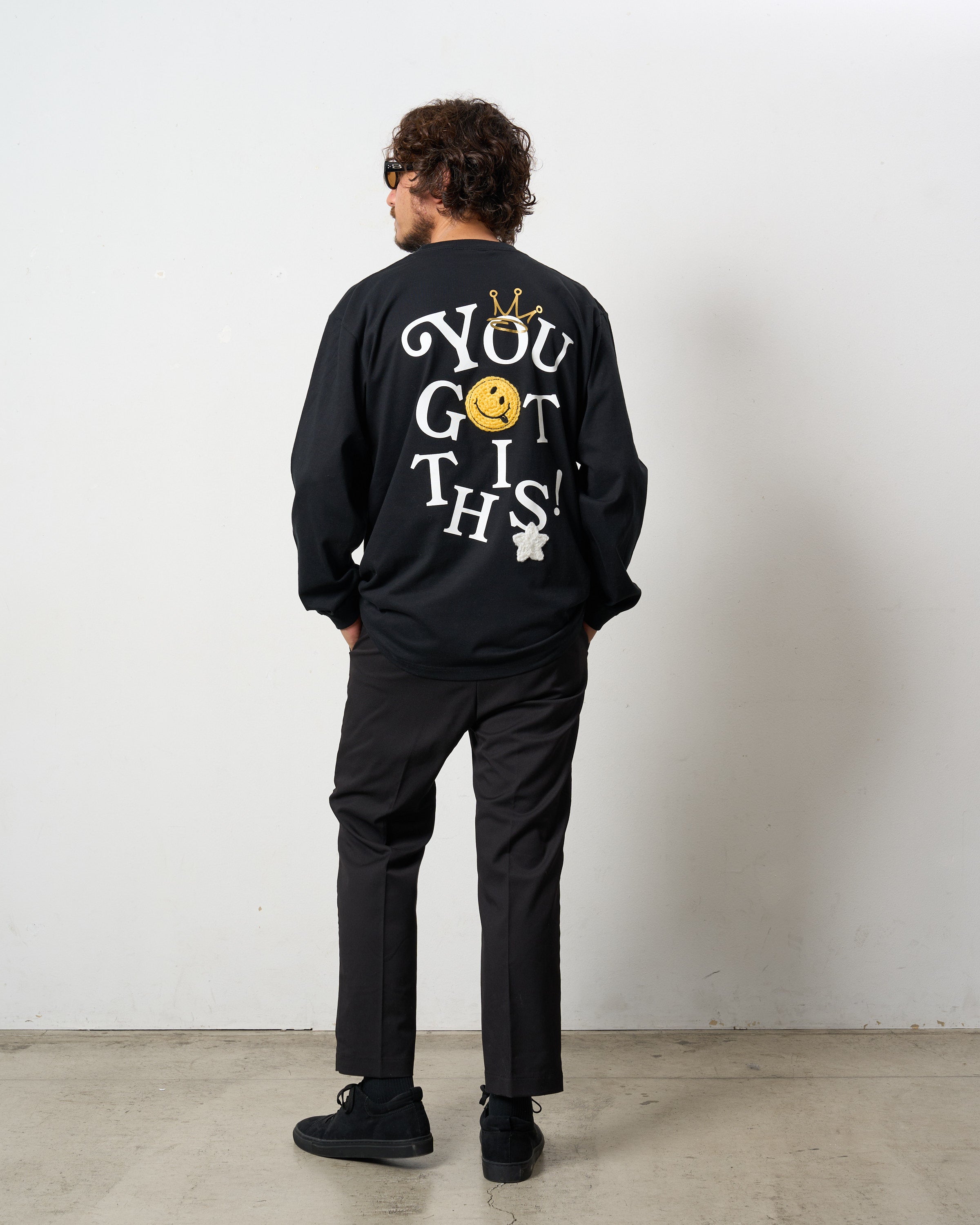 5.6ozコットン天竺 YOU GOT THIS シークイン LS Tシャツ