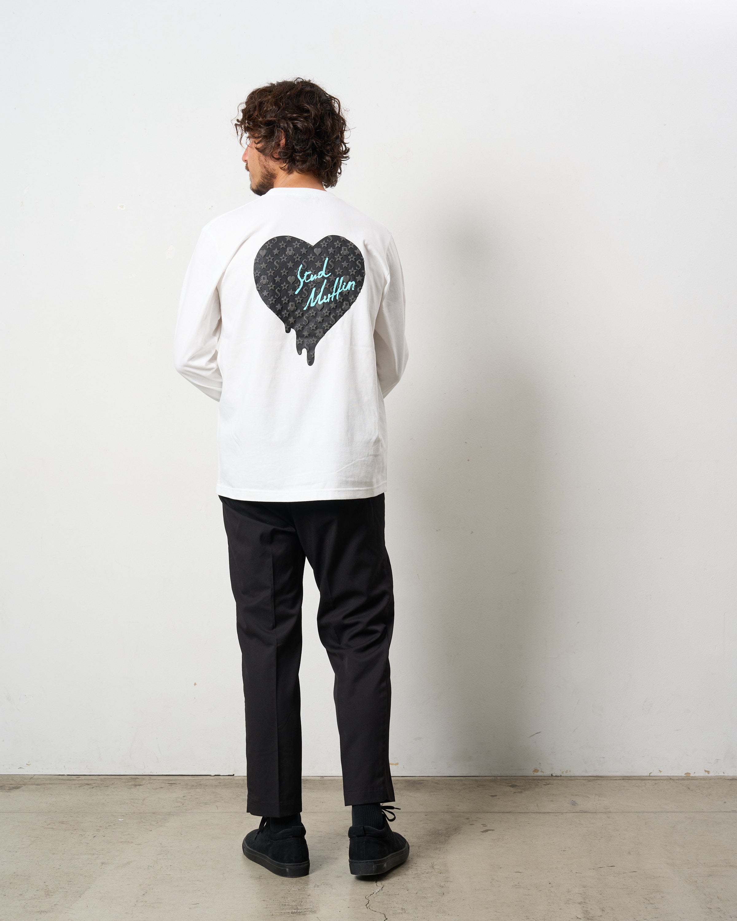 5.6ozコットン天竺 スターグラムハート＆シークイン LS Tシャツ