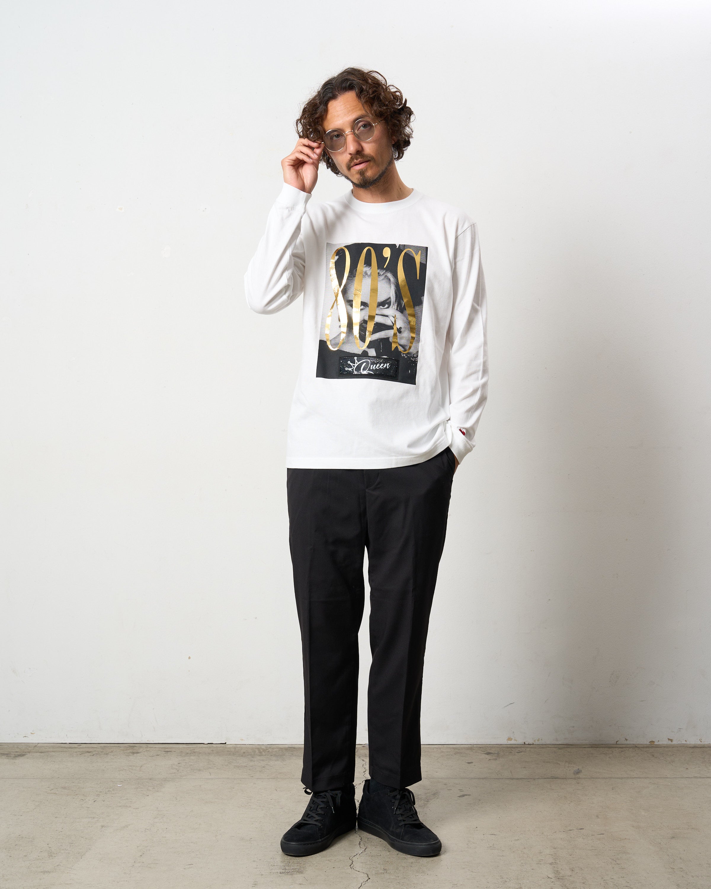 5.6ozコットン天竺 80'S QUEEN シークイン LS Tシャツ