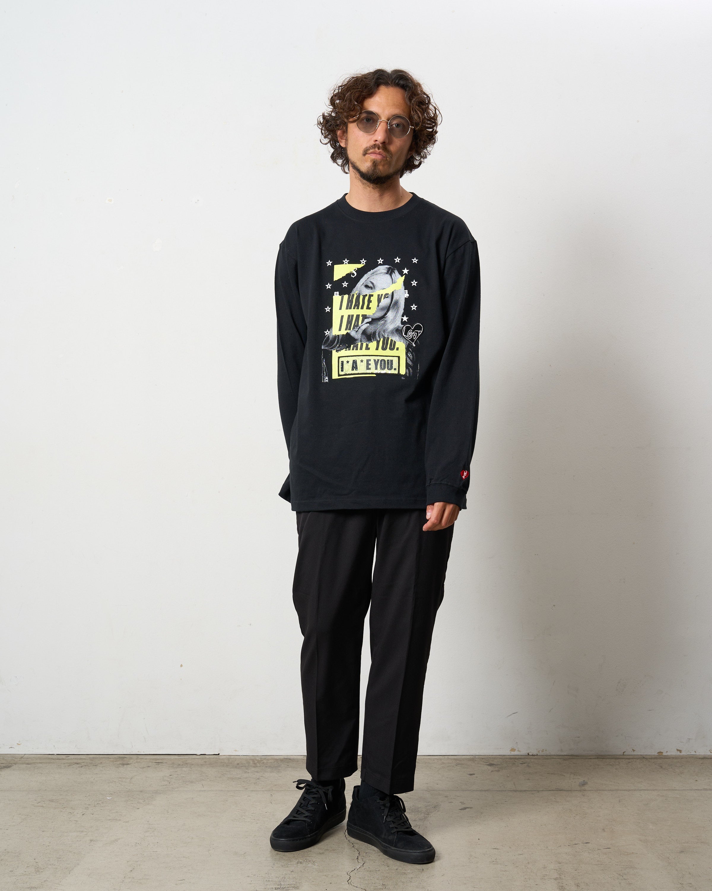 5.6ozコットン天竺 I HATE YOU シークイン LS Tシャツ