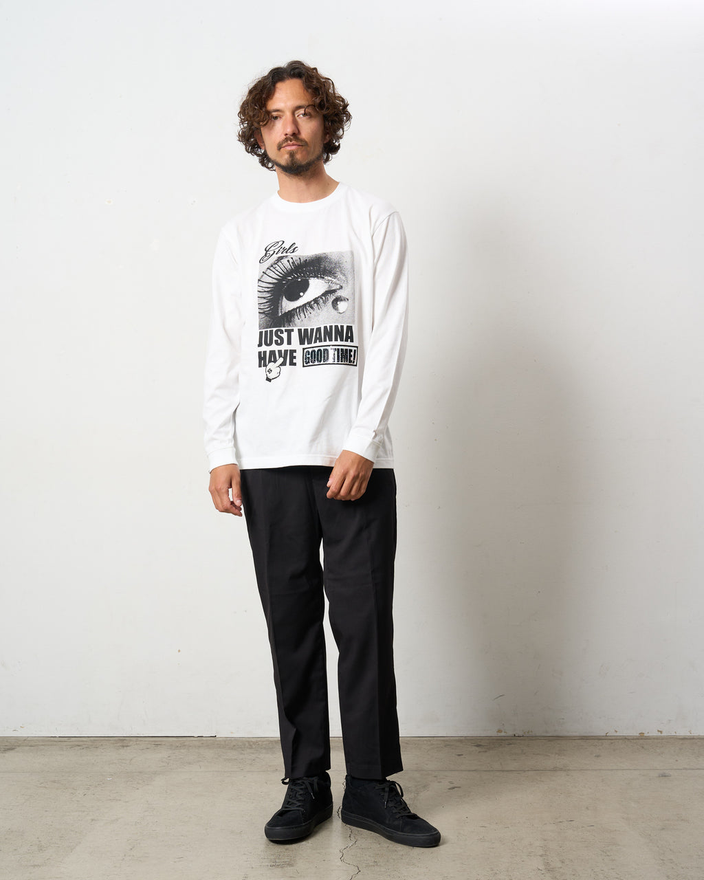 5.6ozコットン天竺JUST WANNA HAVE FUNS シークイン LS Tシャツ