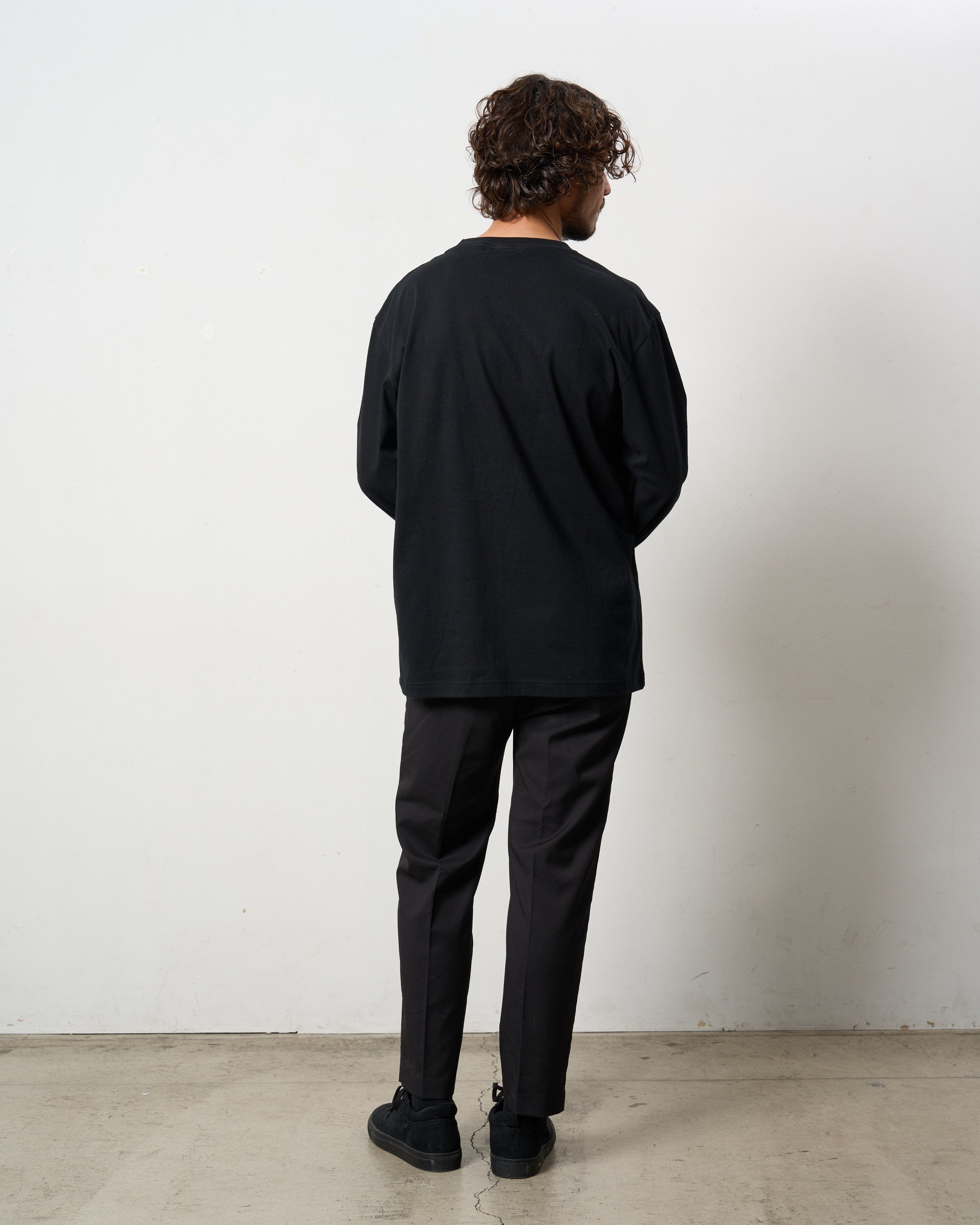 5.6ozコットン天竺 ボックスロゴ発泡プリント LS Tシャツ