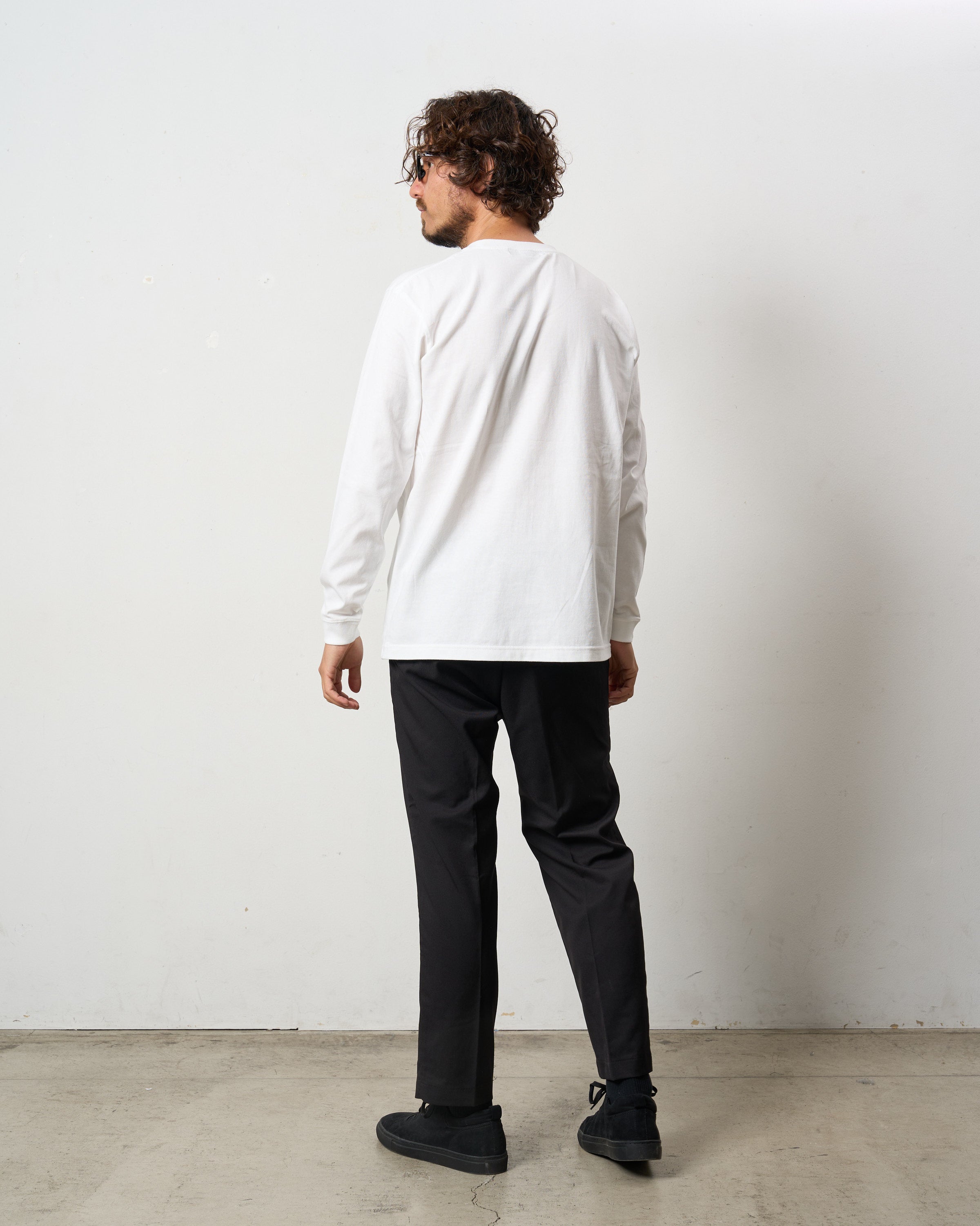 5.6ozコットン天竺 レオパードスタースマイル 発泡プリント LS Tシャツ