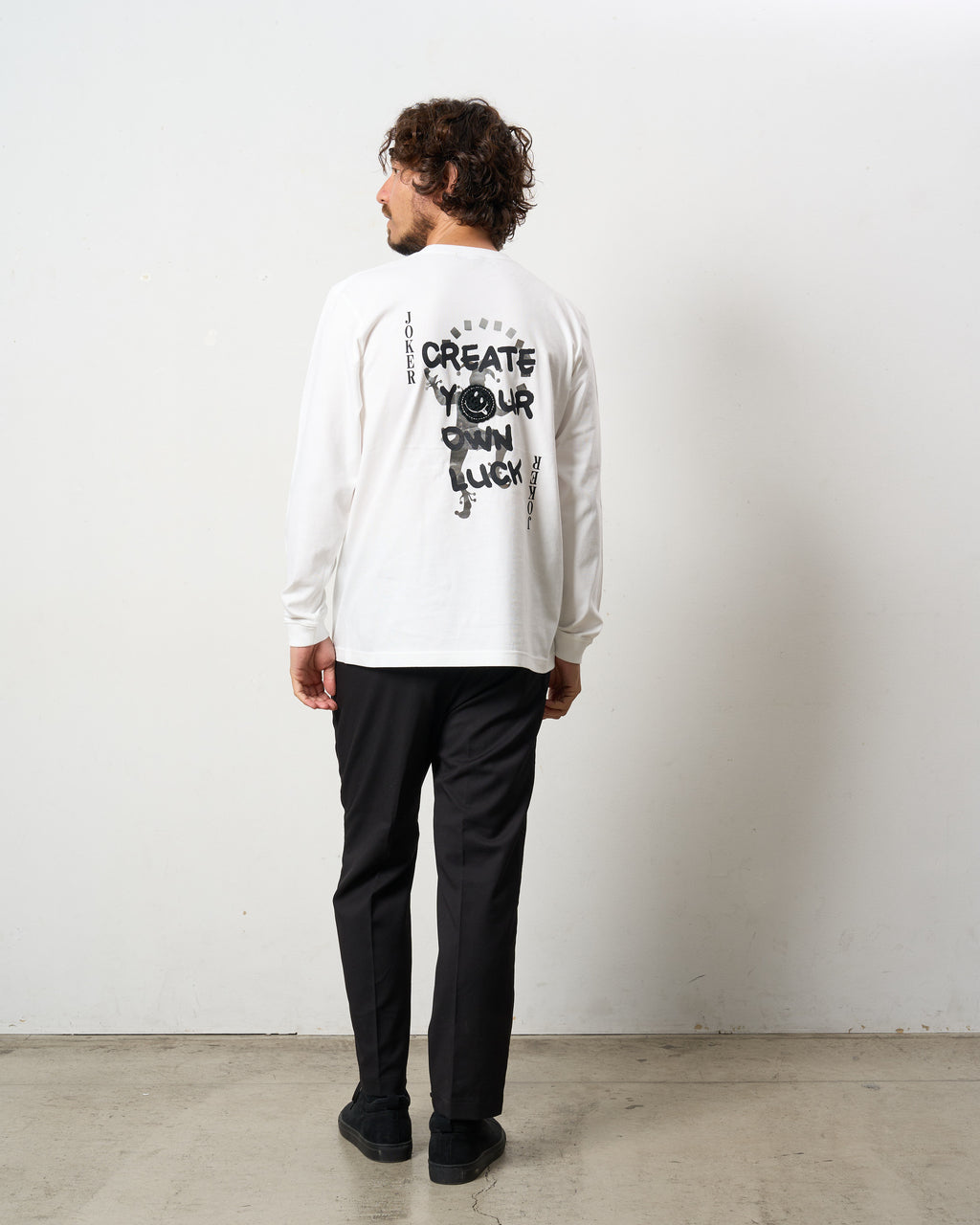 5.6ozコットン天竺 CREATE YOUR OWN LUCK&マルチパッチワーク LS Tシャツ
